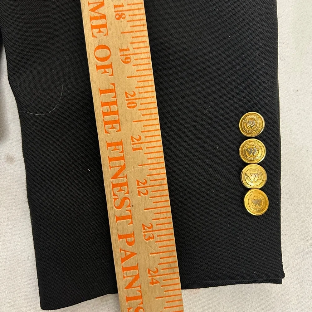 Wimbledon Blazer Sport Coat Size Black Gold‎ Logo Buttons